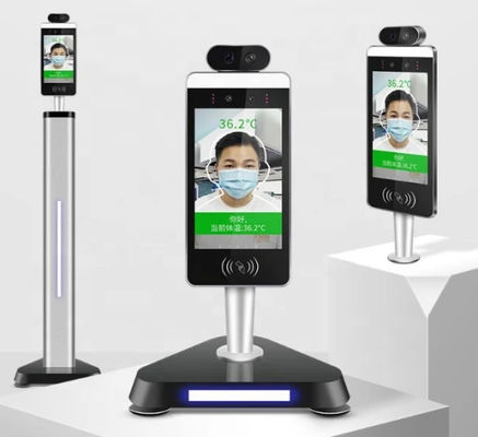 หน้าจอ 7 นิ้ว Face Recognition เครื่องวัดอุณหภูมิอินฟราเรด 150 ซม. Distance